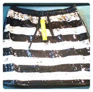 Black/White Black/Silver Vegan Leather Mini Skirt
